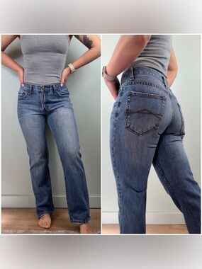 Y2K Aeropostale mid-rise Straight Leg Essex Jeans Medium Blue Vintage Wash sz 28